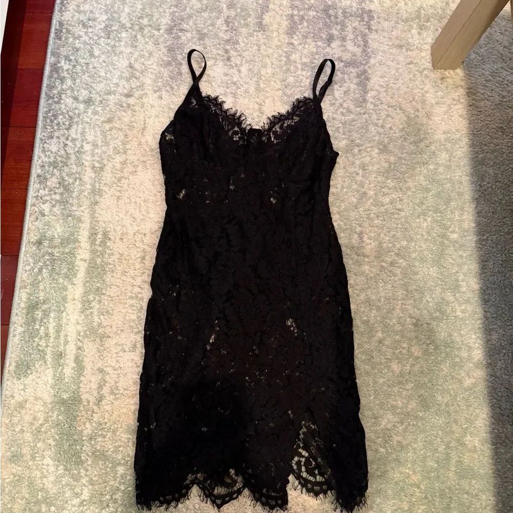 Black Lace Spaghetti Strap Dress from SHEIN